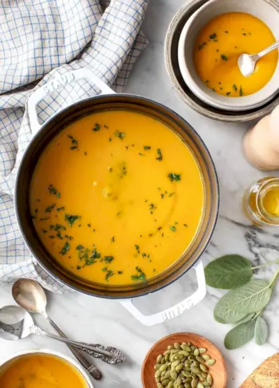 recette de soupe à la courge musquée au four hollandais