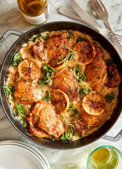 recette de poulet au citron et orzo au four hollandais