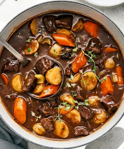 une recette de ragoût de bœuf à la poêle