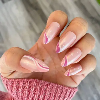 Pink Galaxy Wave natlačovací nehty