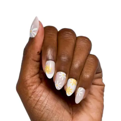 Střední mandlové květinové natlačovací nehty