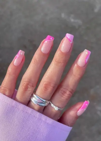 ongles français colorés