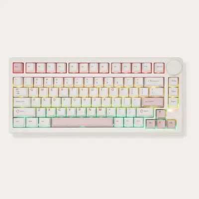 Draadloos romig toetsenbord met achtergrondverlichting