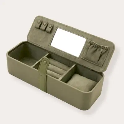 Dirbtinės odos papuošalų kelioninis dėklas