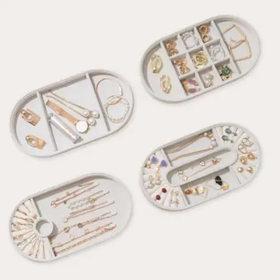 Sukraunami ovalūs papuošalų padėklai