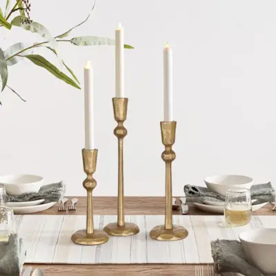 Senovinis žalvarinis geležinis kūginis žvakių laikiklis, 3 vnt