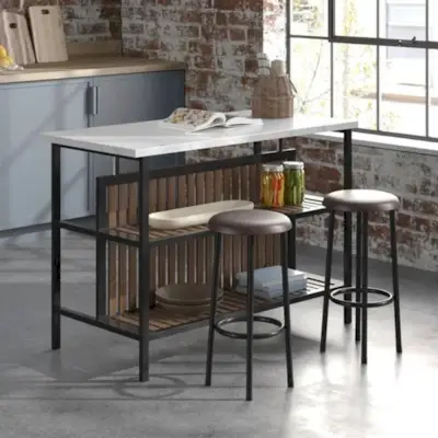 Conjunt d'illa de cuina de ferro