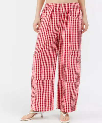 Gingham széles szárú nadrág