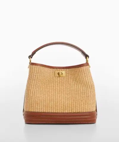 Raffia-effekt vödörtáska