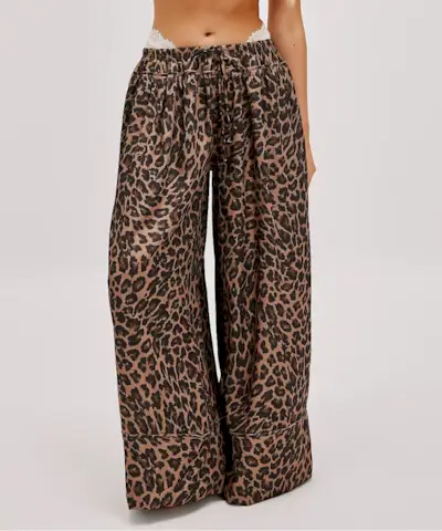 Pantalons de cama ampla de setí