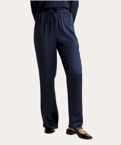 Pantalons de cama ampla amb cordó de seda