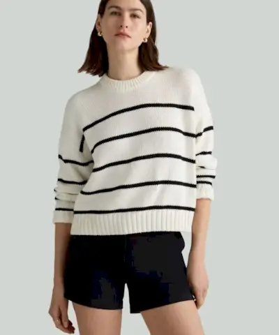 Pull ras du cou en coton rayé