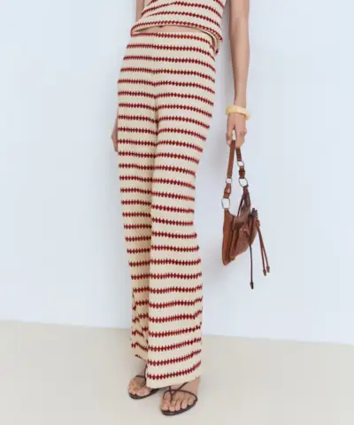 Pantalon tricoté géométrique