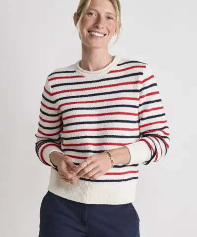 Pull ras du cou à rayures en coton