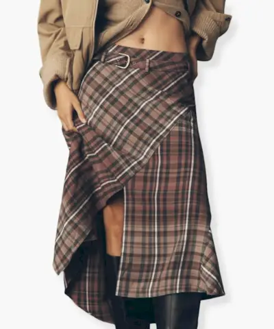 Rok Midi Balutan Asimetris