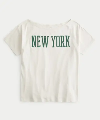 T-shirt graphique à épaules dénudées