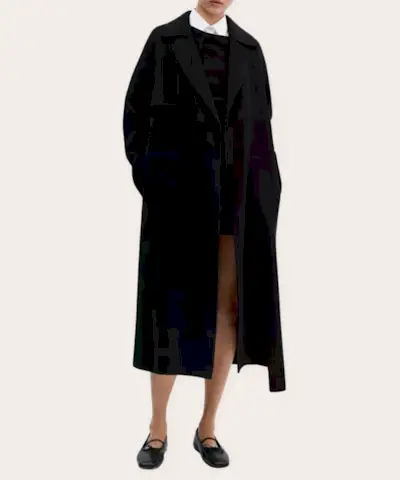 Vlněný kabát s páskem