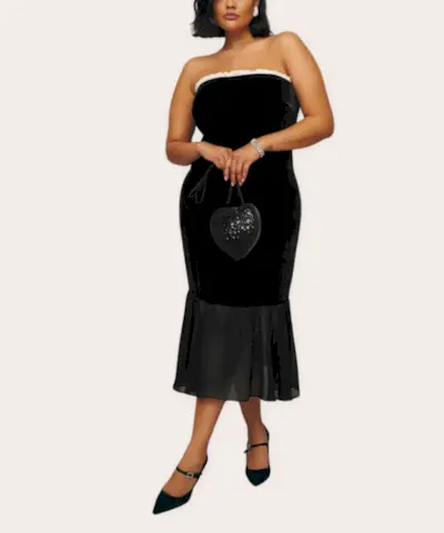 Sametové šaty bez ramínek