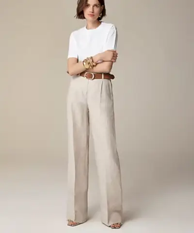 Széles szárú elengedhetetlen vászonnadrág