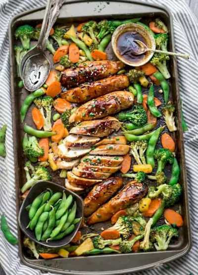 préparation de repas, idée de déjeuner au poulet teriyaki