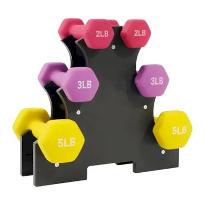 Ensemble d'haltères avec support